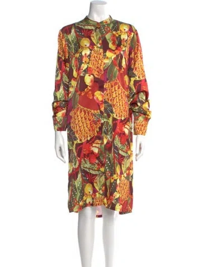 Pre-owned Andrea Iyamah Printed Midi Length Dress W/ Tags In Pink