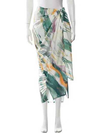 Pre-owned Andrea Iyamah Printed Midi Length Skirt In Green