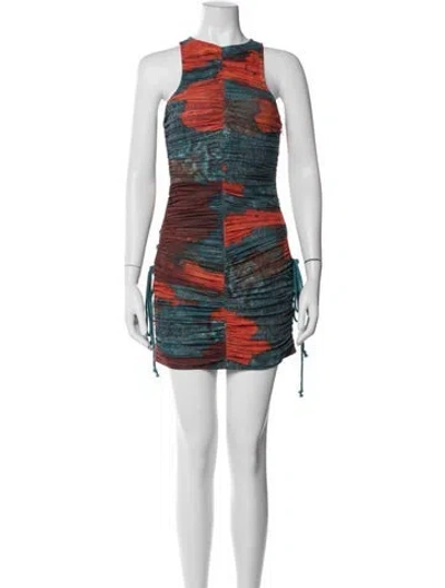 Pre-owned Andrea Iyamah Printed Mini Dress In Blue