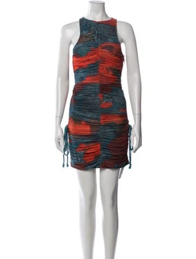 Pre-owned Andrea Iyamah Printed Mini Dress In Blue