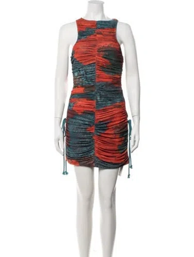 Pre-owned Andrea Iyamah Printed Mini Dress In Blue
