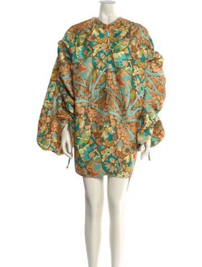 Pre-owned Andrea Iyamah Printed Mini Dress In Orange