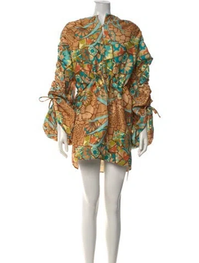 Pre-owned Andrea Iyamah Printed Mini Dress W/ Tags In Orange