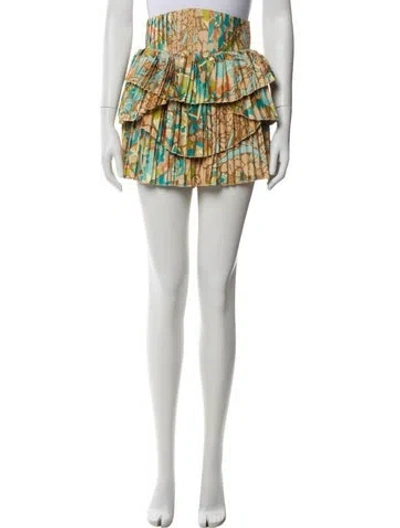 Pre-owned Andrea Iyamah Printed Mini Skirt W/ Tags In Green