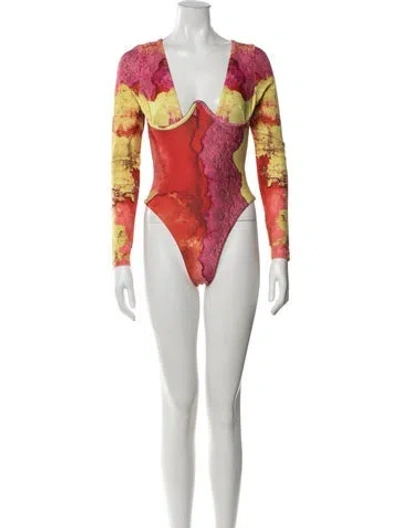 Pre-owned Andrea Iyamah Printed One-piece In Red