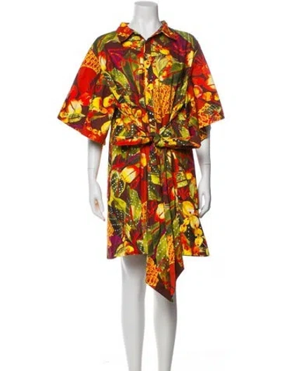 Pre-owned Andrea Iyamah Printed Romper In Orange