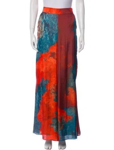 Pre-owned Andrea Iyamah Printed Wide Leg Pants In Blue