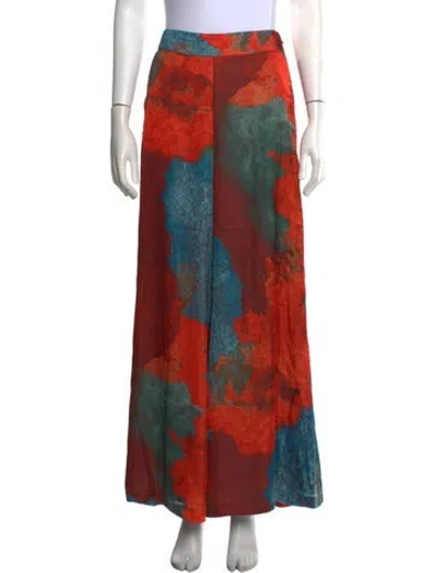 Pre-owned Andrea Iyamah Printed Wide Leg Pants In Blue