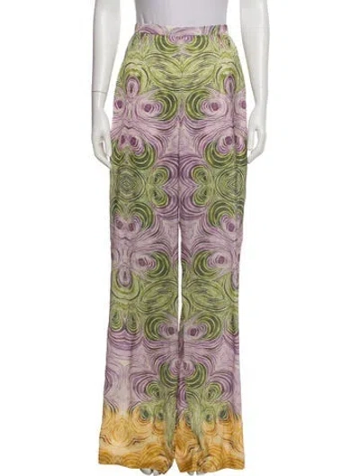 Pre-owned Andrea Iyamah Printed Wide Leg Pants In Green
