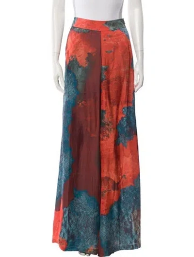 Pre-owned Andrea Iyamah Printed Wide Leg Pants In Orange