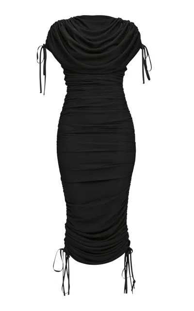 ANDREA IYAMAH RATU RUCHED JERSEY MIDI DRESS