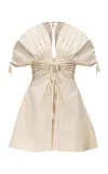 Andrea Iyamah Women's Rina Cotton Shirred Cutout Romper In Soft Almond