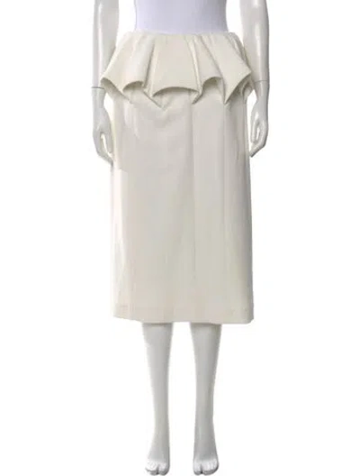 Pre-owned Andrea Iyamah Ruffle Embellishment Midi Length Skirt In White