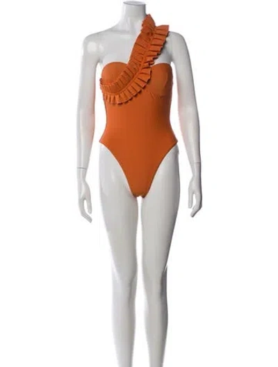 Pre-owned Andrea Iyamah Ruffle Embellishment One-piece In Orange