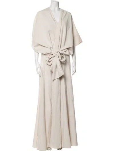 Pre-owned Andrea Iyamah Ruffle Embellishment Robe W/ Tags In Neutral
