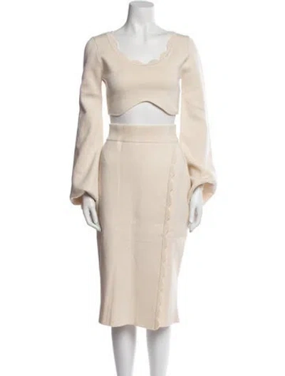 Pre-owned Andrea Iyamah Scalloped Accent Skirt Set In Neutral