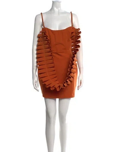 Pre-owned Andrea Iyamah Square Neckline Mini Dress In Orange