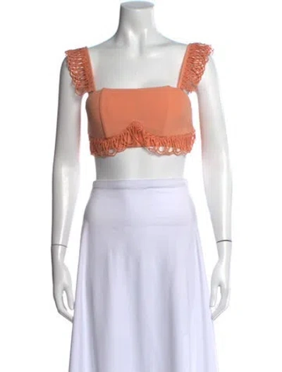 Pre-owned Andrea Iyamah Square Neckline Sleeveless Crop Top In Orange