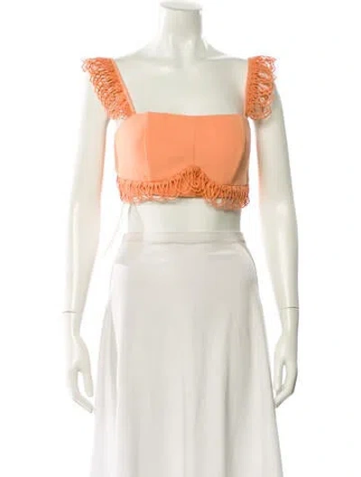 Pre-owned Andrea Iyamah Square Neckline Sleeveless Crop Top W/ Tags In Orange