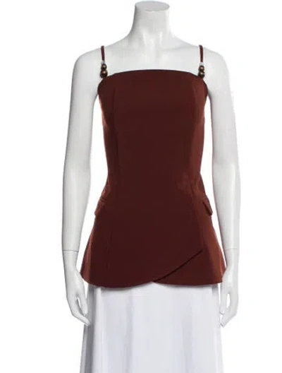 Pre-owned Andrea Iyamah Square Neckline Sleeveless Top In Brown