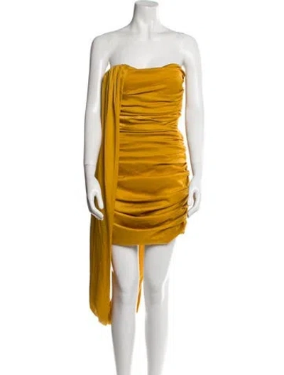 Pre-owned Andrea Iyamah Strapless Mini Dress W/ Tags In Yellow