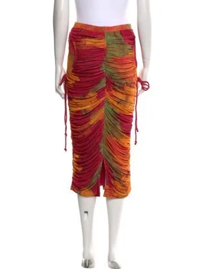 Pre-owned Andrea Iyamah Striped Midi Length Skirt W/ Tags In Pink