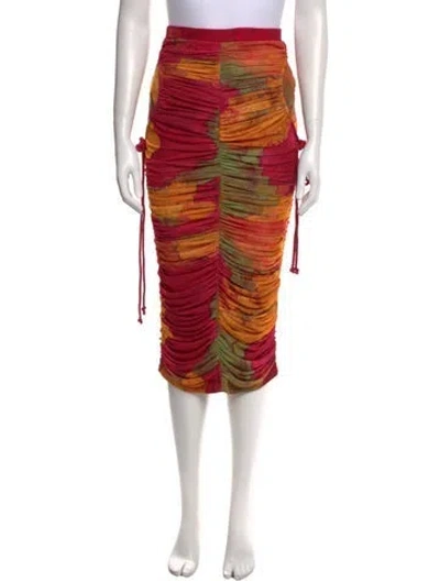 Pre-owned Andrea Iyamah Striped Midi Length Skirt W/ Tags In Pink