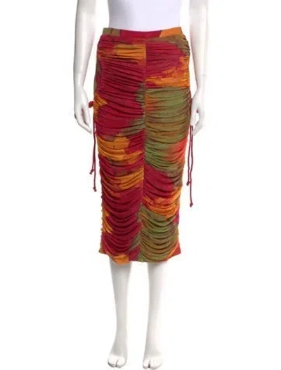 Pre-owned Andrea Iyamah Striped Midi Length Skirt W/ Tags In Pink