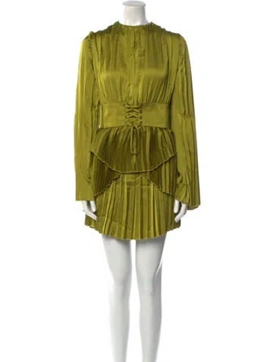 Pre-owned Andrea Iyamah Striped Mini Dress In Green