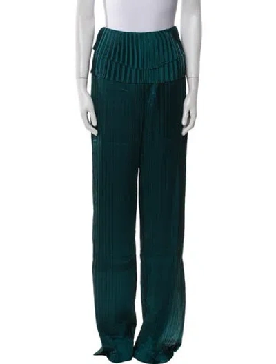 Pre-owned Andrea Iyamah Striped Wide Leg Pants In Green