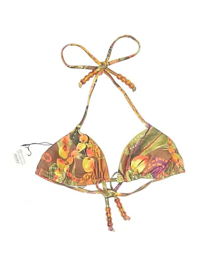Pre-owned Andrea Iyamah Swimsuit Top Orange Print Pattern Swimwear