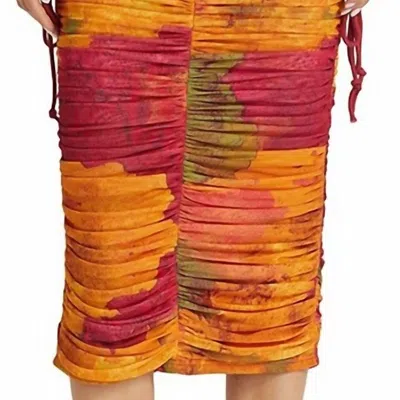 Andrea Iyamah Taka Mesh Midi Skirt In Red-yellow