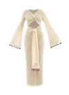 Andrea Iyamah Twisted Crochet Maxi Dress In Beige