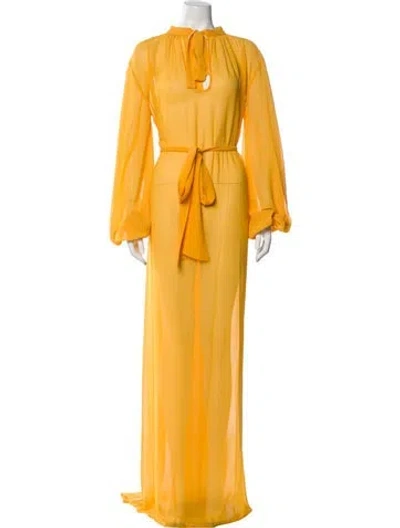 Pre-owned Andrea Iyamah Tie Neck Long Dress W/ Tags In Yellow