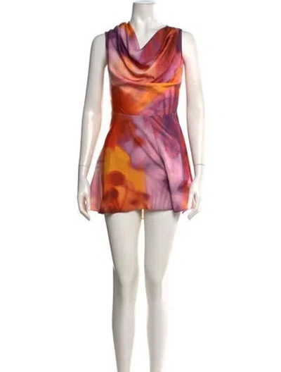 Pre-owned Andrea Iyamah Tie-dye Print Cowl Neck Jumpsuit In Multicolor