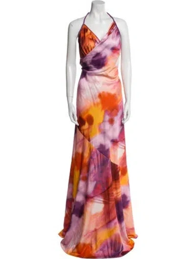 Pre-owned Andrea Iyamah Tie-dye Print Long Dress W/ Tags In Pink