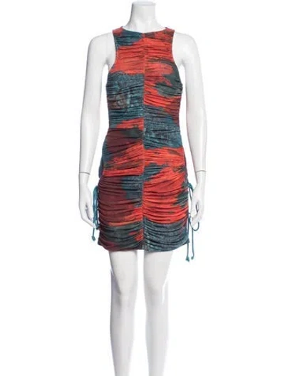 Pre-owned Andrea Iyamah Tie-dye Print Mini Dress In Blue