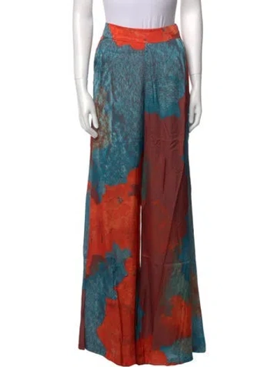 Pre-owned Andrea Iyamah Tie-dye Print Wide Leg Pants W/ Tags In Orange