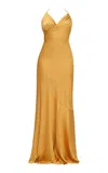 Andrea Iyamah Women's Tiro Satin Bias-cut Halter Maxi Dress In Gold