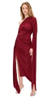 Andrea Iyamah Turi Ruched Jersey Maxi Dress In Burgundy