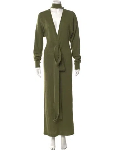 Pre-owned Andrea Iyamah Turtleneck Long Dress In Green