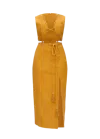 Andrea Iyamah Women's Vela Linen Beaded Rope Cutout Midi Dress