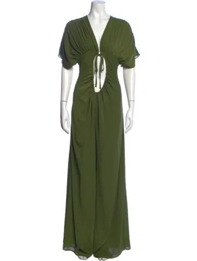 Pre-owned Andrea Iyamah V-neck Jumpsuit In Green