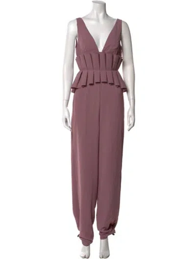 Pre-owned Andrea Iyamah V-neck Jumpsuit W/ Tags In Purple