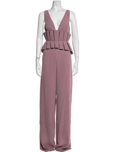 Pre-owned Andrea Iyamah V-neck Jumpsuit W/ Tags In Purple