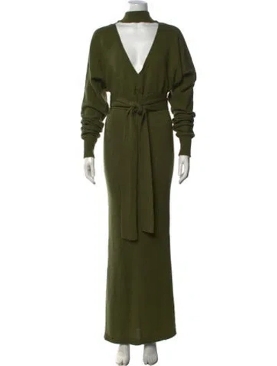 Pre-owned Andrea Iyamah V-neck Long Dress In Green