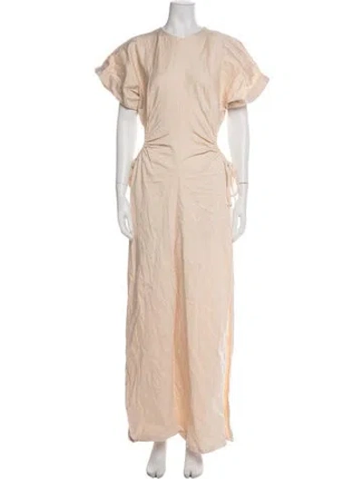 Pre-owned Andrea Iyamah V-neck Long Dress In Neutral