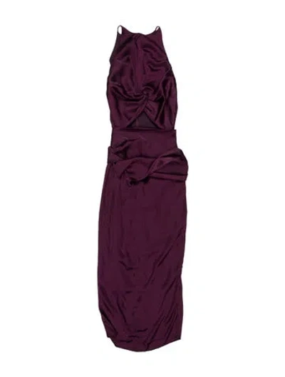 Pre-owned Andrea Iyamah V-neck Long Dress In Purple