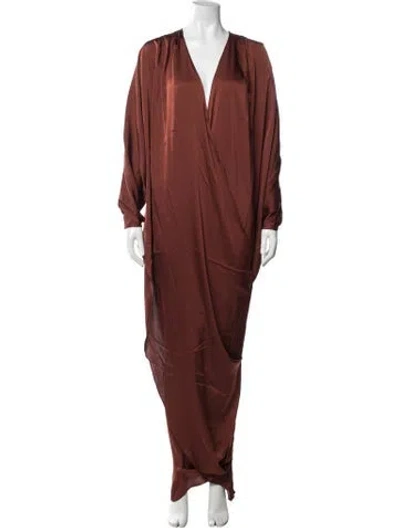 Pre-owned Andrea Iyamah V-neck Long Dress W/ Tags In Brown