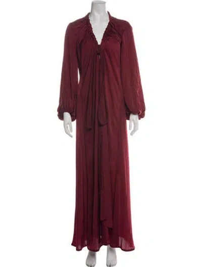 Pre-owned Andrea Iyamah V-neck Long Dress W/ Tags In Burgundy